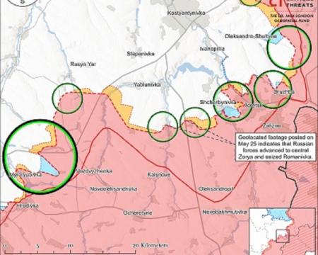 Російські війська зуміли прорвати лінію фронту поблизу Торецька, що сприяє активізації наступу на Костянтинівку, повідомляє ISW.
