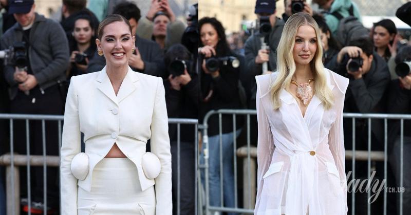 Інфлюенсерки віддають перевагу стильному білому: Леоні Ганне та К'яра Ферраньї на модному тижні.